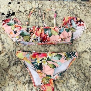 Molo Girls Natacha Hawaiian Flowers Ruffle Bikini
